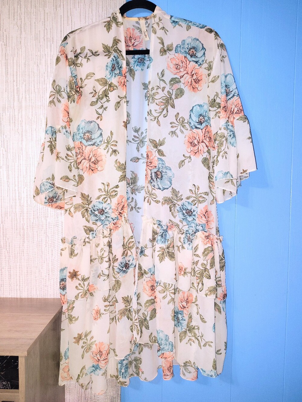 Floral Ruffle Layered Kimono
